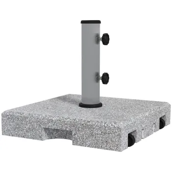 Outsunny Baza pentru Umbrela de 28kg din Granit, Postament pentru Umbrela de Gradina cu Maner Extensibil si Roti, 41x41x37.5cm, Gri imagine