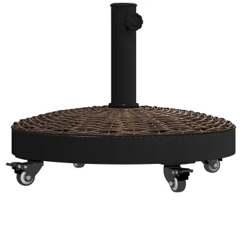 Outsunny Baza pentru Umbrela de Gradina Rotunda cu 4 Roti si Frane, O52x41 cm, Bronz | Aosom Romania imagine