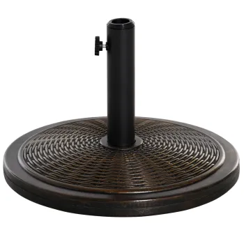 Outsunny Baza pentru Umbrela din Ciment si Plastic de 14kg, Postament pentru Umbrela de Gradina cu Efect Ratan, Bronz imagine