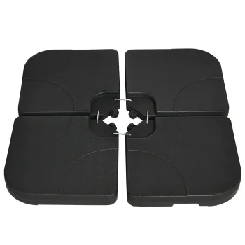 Outsunny Baza pentru Umbrela Set 4 Piese din HDPE care se Umplu cu Apa sau Nisip, Postament pentru Umbrela cu 4 Conectori, 104x104x7.5 cm, Negru imagine