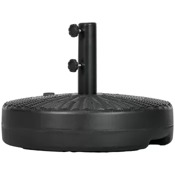 Outsunny Baza rotunda 29kg 51cm diametru, pentru umbrela de soare cu efect de ratan, Suport rezistent din plastic pentru umbrela 38mm, 48mm, Suport care poate fi umplut, Negru imagine
