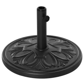 Outsunny Baza Rotunda pentru Umbrela de Soare din Plastic cu Design Floral, Baza de 13 kg cu Suport pentru Stalpi de 35-38-48 mm, Negru imagine