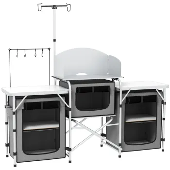 Outsunny Bucatarie de Camping Pliabila, Masa de Camping Portabila imagine