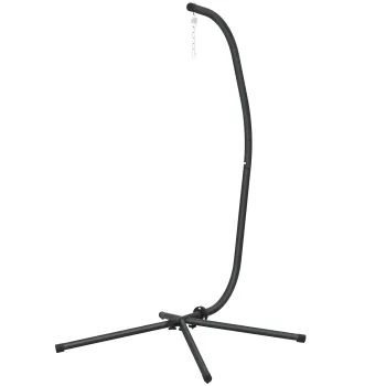 Outsunny Cadru pentru fotoliu suspendat in forma de C Reglabil pe inaltime Suport metalic cu lant de suspendare pana la 150 kg Negru | Aosom Romania imagine
