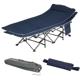 Outsunny Campingbett, pat pliabil cu perna, 188 x 64,5 x 53 cm, bleu fonce | Aosom Romania imagine