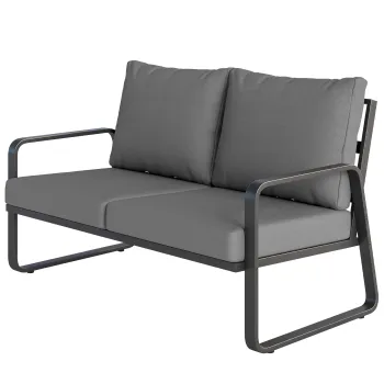 Outsunny Canapea de gradina 2 locuri cu perne groase, huse detasabile si accotoare moderne, 121x69x69cm, gri deschis | Aosom Romania imagine