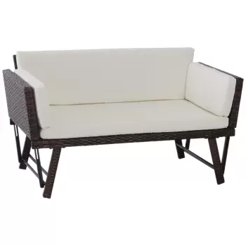 Outsunny, canapea/sezlong gradina 2 locuri, 129x66x67cm, alb | Aosom Ro imagine