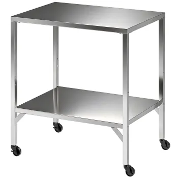 Outsunny Carucior pentru gratar Masa de pregatire exterior cu blat de lucru si roti Otel inoxidabil 85x60x92cm Argintiu | Aosom Romania imagine