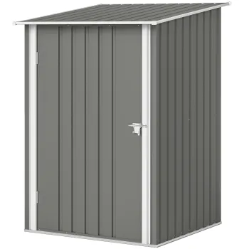 Outsunny Casuta de Gradina 0.92m2 din Otel Galvanizat, Capann pentru Unelte cu Usa Blocabila, Acoperis Inclinat, 100x104x160 cm, Gri | Aosom Romania imagine