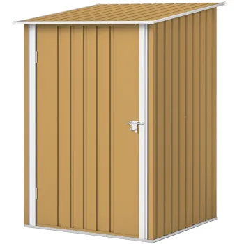 Outsunny Casuta de Gradina 0.92m2 din Otel Galvanizat, Depozit pentru Unelte cu Usa Blocabila, Acoperis Inclinat, 100x104x160 cm, Galben | Aosom Romania imagine