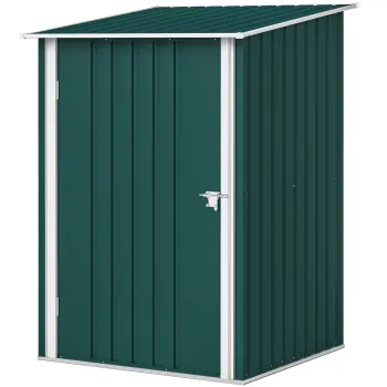 Outsunny Casuta de Gradina 0,92m2 din Otel Galvanizat, Depozit pentru Unelte cu Usa Blocabila, Acoperis Inclinat, 100x104x160 cm, Verde | Aosom Romania imagine