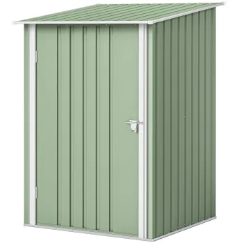 Outsunny Casuta de Gradina 0,92m2 din Otel Galvanizat, Depozit pentru Unelte cu Usa Blocabila, Acoperis Inclinat, 100x104x160 cm, Verde Deschis | Aosom Romania imagine