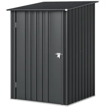 Outsunny Casuta de Gradina 0,92m2 din Otel Galvanizat, Depozit pentru Unelte cu Usa Blocabila si Acoperis Inclinat, 100x104x160 cm, Gri Inchis | Aosom Romania imagine