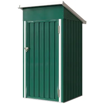 Outsunny Casuta de Gradina Exterior Metalica 0,74 m2 107,5x91x185 cm cu Acoperis Inclinat Usa cu Inchidere Ventilatii Verde | Aosom Romania imagine