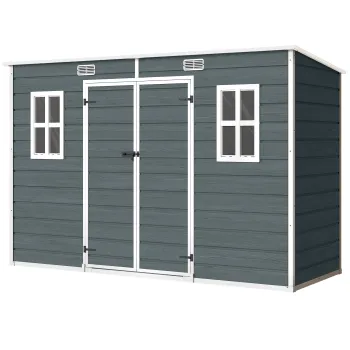 Outsunny Casuta depozit 3,2m2, sopron cu acoperis in panta, 303x123x197cm cu fereastra, usa incuiabila, orificiu de ventilatie, podea | Aosom Romania imagine