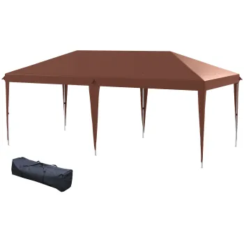 Outsunny Copertina 6 x 3 m cort de gradina pop-up pliabil sac inclus otel epoxidic Oxford inalta densitate maro | Aosom Romania imagine