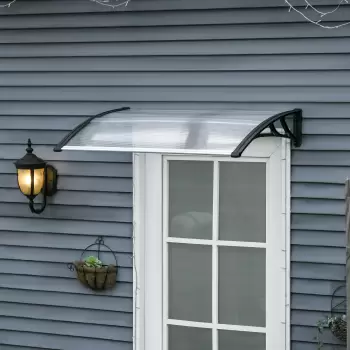 Outsunny Copertina de Exterior 110x60cm din Policarbonat si Aluminiu, Acoperis pentru Ferestre si Usi, Transparenta imagine