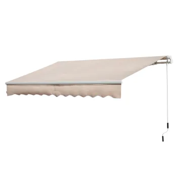 Outsunny Copertina Extensibila pentru Exterior, Copertina Roll-Up cu Deschidere Manivela, 295x200 cm, Bej imagine