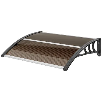 Outsunny Copertina Exterioara Impermeabila si Anti-UV cu Placa Curbata, 75x120x23 cm, Maro si Negru | Aosom Romania imagine