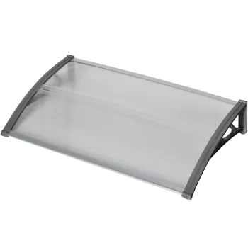 Outsunny Copertina moderna din policarbonat si aluminiu pentru balcoane, ferestre si usi, copertina pentru exterior cu suport din PP, 110x60x18 cm, gri si transparent imagine