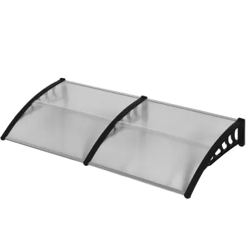 Outsunny Copertina moderna din policarbonat si aluminiu pentru balcoane, ferestre si usi, copertina pentru exterior cu suport din PP, 200x96x27 cm, negru si transparent imagine