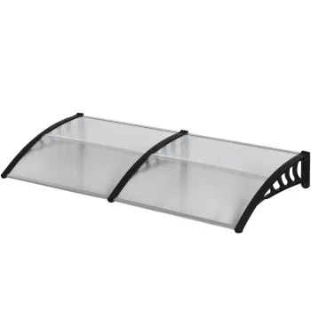 Outsunny Copertina Moderna din Policarbonat si Auminiu, pentru Balcoane, Ferestre si Usi, 200x96x27 cm, Transparent | Aosom Romania imagine