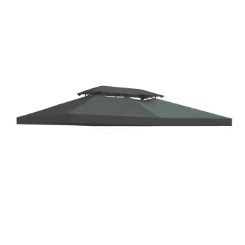 Outsunny Copertina pentru cort 4x3 m cu 2 niveluri, copertina pentru cort din poliester anti-UV cu chingi din Velcro si 10 orificii de scurgere, gri antracit imagine