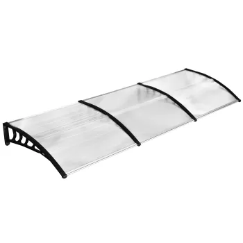 Outsunny Copertina pentru exterior, curbata cu suruburi si buloane incluse, copertina din policarbonat, PP si aluminiu, 90x295x23.5 cm, negru si transparent imagine