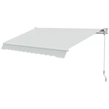 Outsunny Copertina pentru soare cu brate si actionare manuala, din aluminiu si poliester pentru exterior, 200x250 cm, alb crem | AOSOM RO imagine