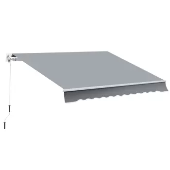 Outsunny Copertina pentru soare pentru exterior tip rulou cu manivela, acoperis impermeabil, metal si aluminiu, gri, 395x245cm imagine