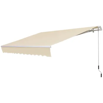 Outsunny Copertina Rabatabila Exterior, Copertina Extensibila, Copertina Tip Roll-Up cu Deschidere Manivela, 350x250 cm, Crem imagine