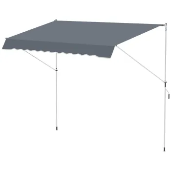 Outsunny Copertina Retractabila cu Brat Pliabil, 400x120 cm, Gri Inchis | Aosom Romania imagine