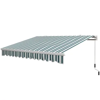 Outsunny Copertina Retractabila cu Brat Pliabil si Protectie UV, 395x 245 cm, Verde si Alb | Aosom Romania imagine