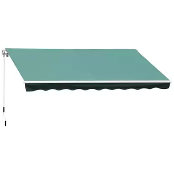 Outsunny Copertina Soare de Exterior Retractabila cu Manivela, Husa rezistenta la apa, Metal si Aluminiu, Verde, 400x250cm imagine