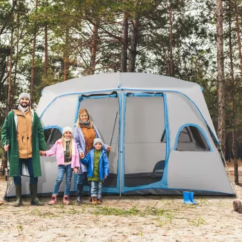 Outsunny cort camping 4-8 persoane, 400x 240x210cm | AOSOM RO imagine