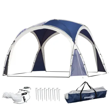 Outsunny Cort Cupola pentru 6-8 Persoane, Pavilion, Protectie impotriva Soarelui si Ploii Marunt, 3,5 x 3,5 x 2,22 m, Albastru | Aosom Romania imagine