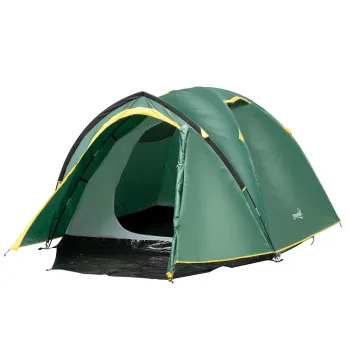 Outsunny Cort de camping 2-3 persoane cort cupola impermeabil usor ventilat usor de montat 2 usi ferestre dim. 3,25L x 1,83l x 1,3H m fibra de sticla poliester PE verde | Aosom Romania imagine