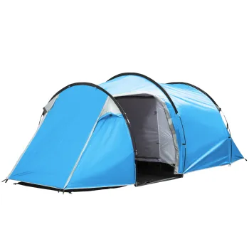 Outsunny Cort de camping, cort instant pentru 2-3 persoane, vestibul si zona de dormit, rezistent la apa, 426 x 206 x 154 cm, albastru deschis | Aosom Romania imagine
