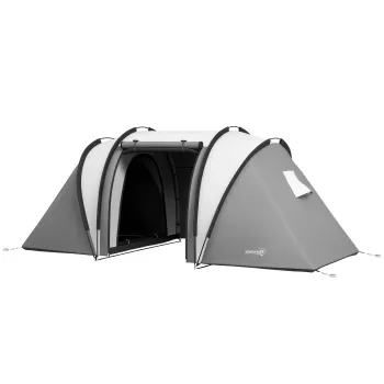 Outsunny Cort de camping familial 4-5 persoane cu 2 camere 3 ferestre, sac de transport, impermeabil, dim. 450L x 220l x 180Hcm | Aosom Romania imagine