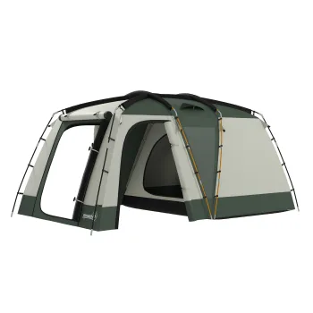 Outsunny Cort de Camping Impermeabil cu 4 Locuri, cu Zona Separata de Dormit si Living, Cort de Camping din Poliester, 460x300x200 cm, Verde imagine