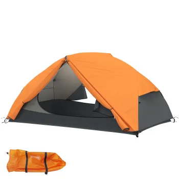 Outsunny Cort de Camping pentru 2 Persoane cu 2 Usi, 2 Ferestre si Geanta de Transport, 280x225x110 cm, Portocaliu | Aosom Romania imagine