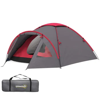 Outsunny Cort de camping pentru 2 persoane, usor, stabil, rezistent la apa, UV 50+ cu veranda, usa, ferestre, podea Gri | Aosom Romania imagine