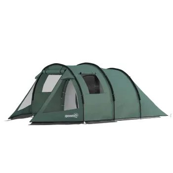 Outsunny Cort de camping pentru 3-4 persoane, doua camere interioare, fereastra de plasa, verde, 4,75 x 2,64 x 1,72 m | Aosom Romania imagine