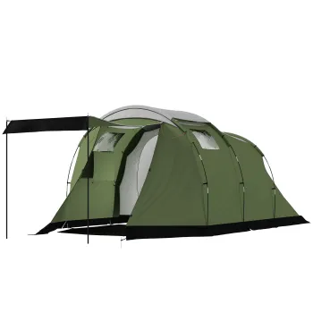 Outsunny Cort de camping pentru 3-4 persoane stabil 3000mm impermeabil cort de familie cu camera de dormit antreu zona de zi Verde | Aosom Romania imagine