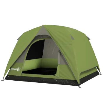 Outsunny Cort de Camping pentru 3 Persoane cu Buzunare si Geanta de Transport, 200x200x135 cm, Verde | Aosom Romania imagine