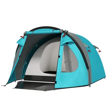 Outsunny Cort de Camping pentru 3 Persoane cu Camera, Veranda, si Geanta de Transport, 3.23x2.48x1.5 m, Albastru | Aosom Romania imagine