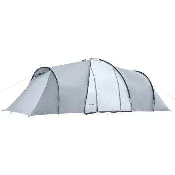 Outsunny Cort de Camping pentru 4-5 Persoane cu 2 Camere, Cort de Camping pentru Familie Impermeabil cu Baldachin, 590x245x193cm, Gri imagine