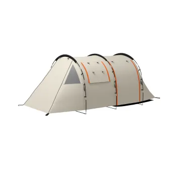 Outsunny Cort de Camping pentru 4-5 Persoane cu Capac Blackout, Cort Tunel de Familie Impermeabil cu Geanta de Transport, 460x230x180 cm, Kaki imagine