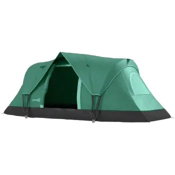 Outsunny Cort de Camping pentru 4 Persoane Impermeabil cu Protectie UV, Ferestre si Stalpi, 4.55x2.3x1.8 m, Verde | Aosom Romania imagine