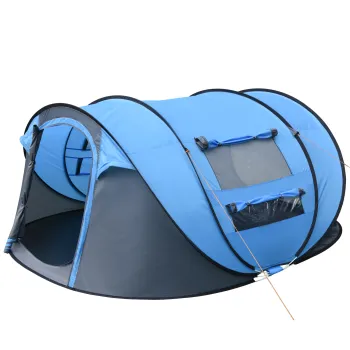 Outsunny Cort de Camping Pop Up pentru 2 Persoane cu 2 Usi, 4 Ferestre si Invelis Impermeabil, 263.5x220x123 cm, Verde | Aosom Romania imagine